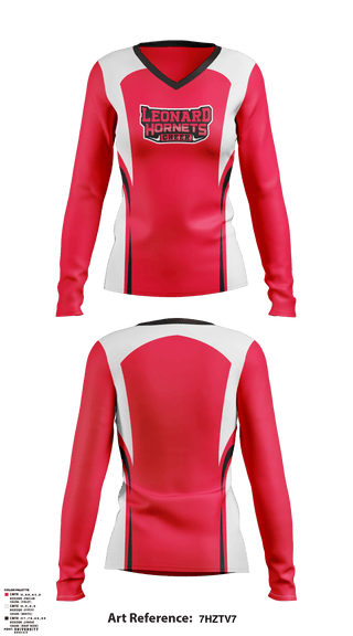 Women's Long Sleeve Vneck Shirt, Leonard Hornets, Cheer, Teamtime, Team time, sublimation, custom sports apparel, team uniforms, spirit wear, spiritwear, sports uniforms, custom shirts, team store, custom team store, fundraiser sports, apparel fundraiser