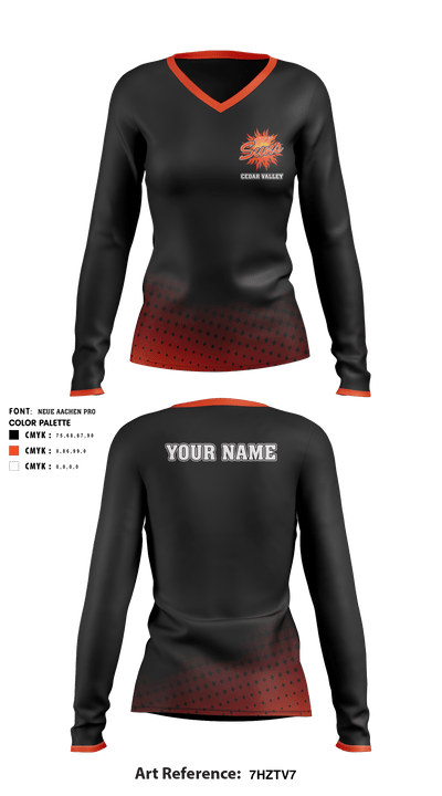 Cedar Valley College Basketball 28993431 Women's Long Sleeve V-neck Shirt - 1
