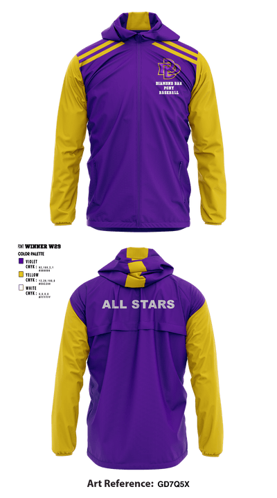 Diamond Bar Pony Baseball 95504281 Windbreaker - 2