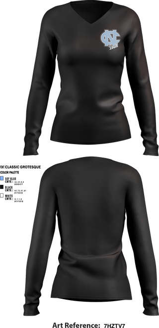 Women's Long Sleeve Vneck Shirt, Sharks, Baseball, Teamtime, Team time, sublimation, custom sports apparel, team uniforms, spirit wear, spiritwear, sports uniforms, custom shirts, team store, custom team store, fundraiser sports, apparel fundraiser
