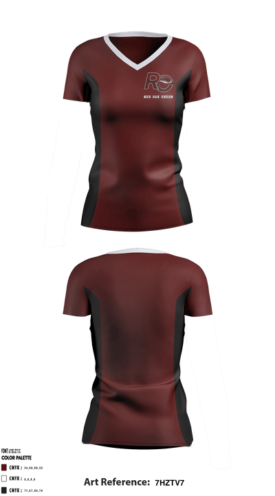 Red Oak High School Cheer 75416975 Women's Short Sleeve V-neck Shirt - 1