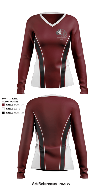Bennett High School cheer 23557518 Women's Long Sleeve V-neck Shirt - 1
