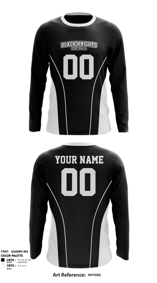 Long Sleeve Performance Shirt, Black knights, Football, Teamtime, Team time, sublimation, custom sports apparel, team uniforms, spirit wear, spiritwear, sports uniforms, custom shirts, team store, custom team store, fundraiser sports, apparel fundraiser