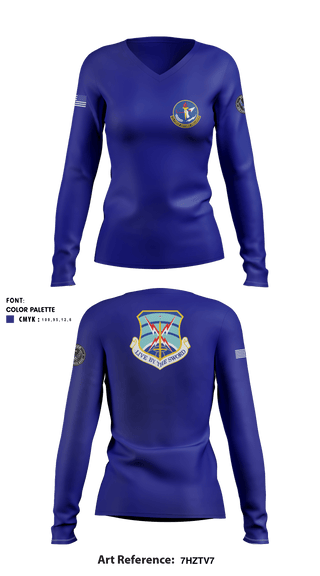 Women's Long Sleeve Vneck Shirt, , Air Force, Teamtime, Team time, sublimation, custom sports apparel, team uniforms, spirit wear, spiritwear, sports uniforms, custom shirts, team store, custom team store, fundraiser sports, apparel fundraiser