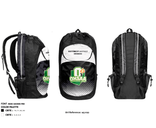Gear Bag, Ohsaa Southwest District - Swmming, Swimming, Teamtime, Team time, sublimation, custom sports apparel, team uniforms, spirit wear, spiritwear, sports uniforms, custom shirts, team store, custom team store, fundraiser sports, apparel fundraiser