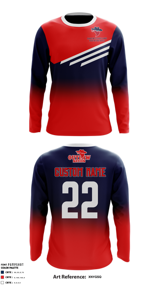 Long Sleeve Performance Shirt, Saugerties Outlaws Youth Football, Football, Teamtime, Team time, sublimation, custom sports apparel, team uniforms, spirit wear, spiritwear, sports uniforms, custom shirts, team store, custom team store, fundraiser sports, apparel fundraiser