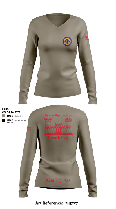 B 104th 82799853 Women's Long Sleeve V-neck Shirt - 6