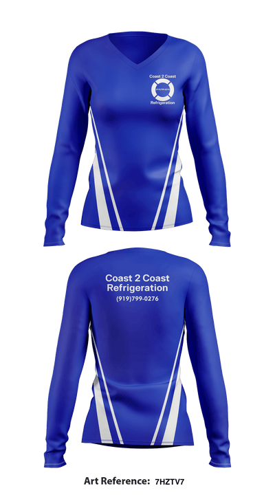 Coast 2 Coast Refrigeration 5433005 Women's Long Sleeve V-neck Shirt - 2