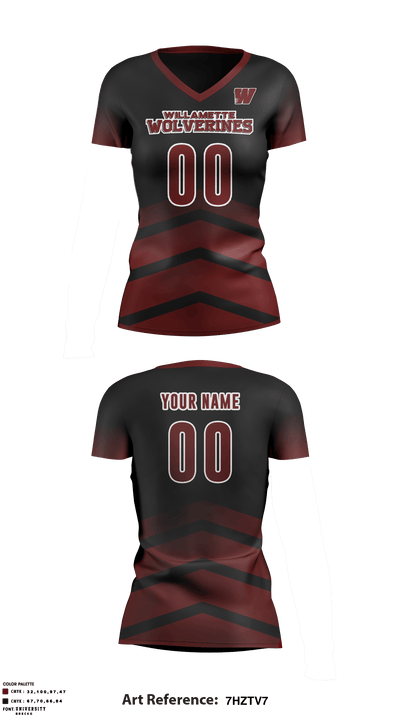 Willamette Wolverines 47508397 Women's Short Sleeve V-neck Shirt - 2