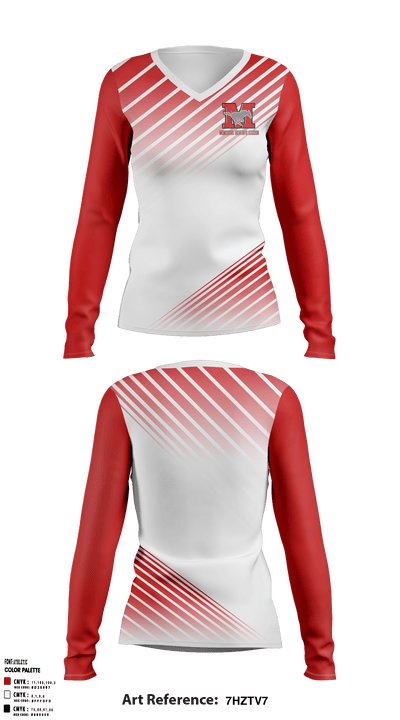 Memorial High School Soccer 20127913 Women's Long Sleeve V-neck Shirt - 1