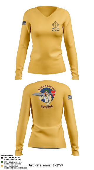 Women's Long Sleeve Vneck Shirt, DIVSURG, 4ID, Army, Teamtime, Team time, sublimation, custom sports apparel, team uniforms, spirit wear, spiritwear, sports uniforms, custom shirts, team store, custom team store, fundraiser sports, apparel fundraiser