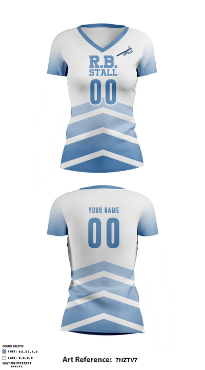 R B Stall High School Volleyball 96742384 Women's Short Sleeve V-neck Shirt - 2