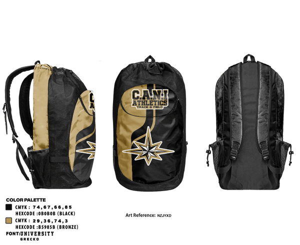 Gear Bag, C.A.N.I Athletics Track & Field, Track & Field, Teamtime, Team time, sublimation, custom sports apparel, team uniforms, spirit wear, spiritwear, sports uniforms, custom shirts, team store, custom team store, fundraiser sports, apparel fundraiser