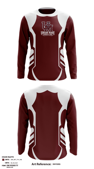 Long Sleeve Performance Shirt, Union Mine High School Wrestling, Wrestling, Teamtime, Team time, sublimation, custom sports apparel, team uniforms, spirit wear, spiritwear, sports uniforms, custom shirts, team store, custom team store, fundraiser sports, apparel fundraiser