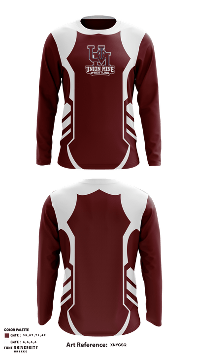 Union Mine High School Wrestling 75613131 Long Sleeve Performance Shirt - 1