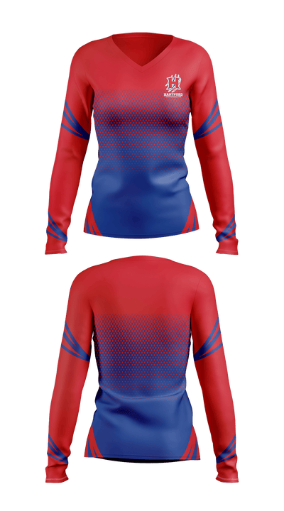 Hartford Junior High School Cheer 16083754 Women's Long Sleeve V-neck Shirt - 1