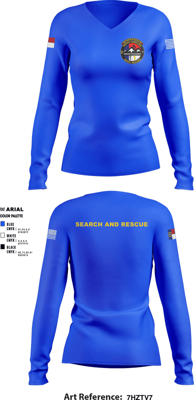 Mountain Rescue Team 1 22343308 Women's Long Sleeve V-neck Shirt - 1