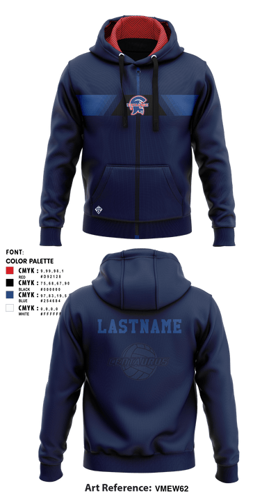 Centaurus HS Warriors Boys Volleyball 69045127 Zip Hoodie - 5
