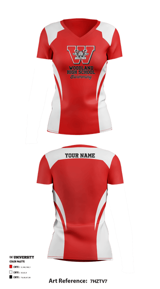 Women's Short Sleeve Vneck Shirt, Woodland High School Swimming, School Spirit Store, Teamtime, Team time, sublimation, custom sports apparel, team uniforms, spirit wear, spiritwear, sports uniforms, custom shirts, team store, custom team store, fundraiser sports, apparel fundraiser