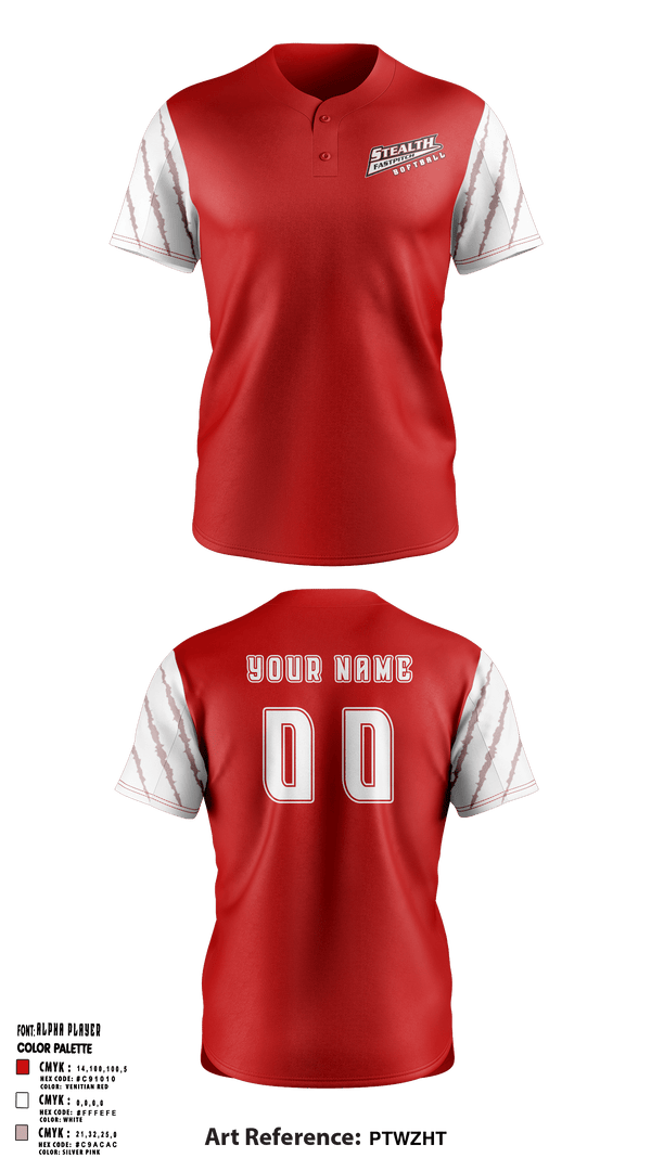 Two Button Softball Jersey, Stealth Softball Org, Softball, Teamtime, Team time, sublimation, custom sports apparel, team uniforms, spirit wear, spiritwear, sports uniforms, custom shirts, team store, custom team store, fundraiser sports, apparel fundraiser