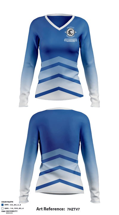 John H Guyer High School Volleyball 50146079 Women's Long Sleeve V-neck Shirt - 1