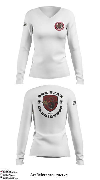 HHC 3-82 GSAB 55821489 Women's Long Sleeve V-neck Shirt - 2