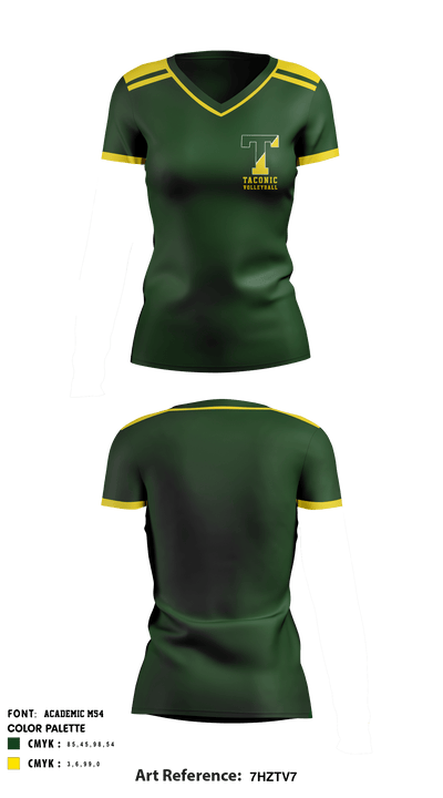 Taconic High School Volleyball 26091009 Women's Short Sleeve V-neck Shirt - 1