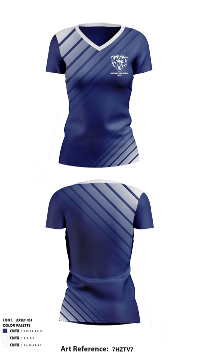 Barringer High School Cheer 59668460 Women's Short Sleeve V-neck Shirt - 1