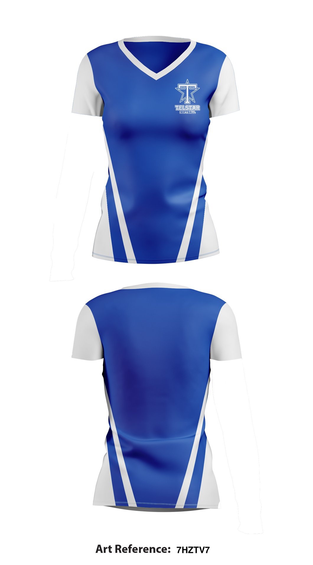 Telstar softball 32621493 Women's Short Sleeve V-neck Shirt - 1