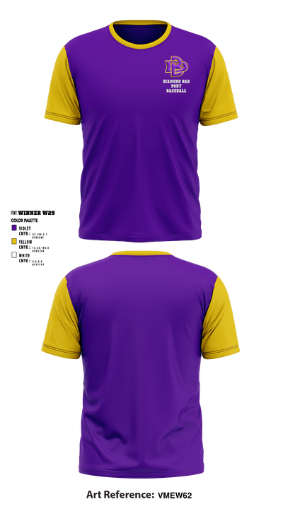 Diamond Bar Pony Baseball 12700368 Short Sleeve Performance Shirt - 1