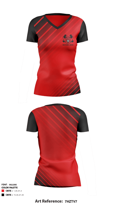 Westside High School Cheer 52034486 Women's Short Sleeve V-neck Shirt - 1