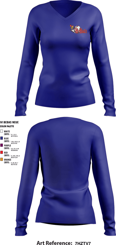 B Buzz Baseball League 70409945 Women's Long Sleeve V-neck Shirt - 3