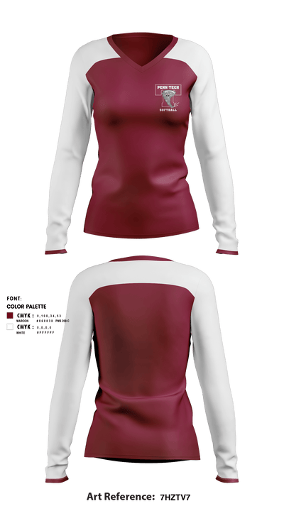 Camden County Technical High School-Pennsauken Campus Softball 60247882 Women's Long Sleeve V-neck Shirt - 3