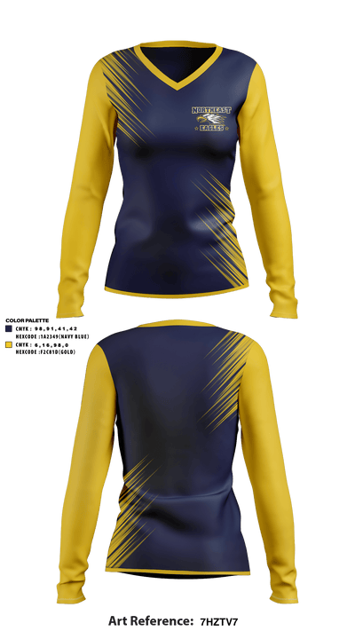 Northeast High School Softball 87787216 Women's Long Sleeve V-neck Shirt - 1
