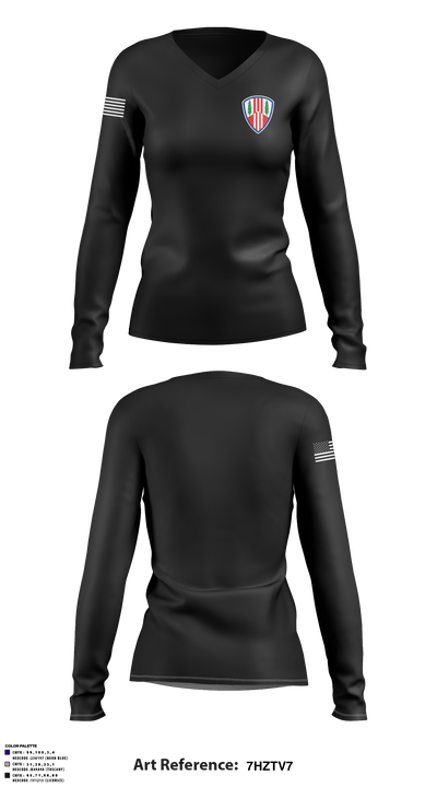 104th MP BN HHD 71367291 Women's Long Sleeve V-neck Shirt - 1