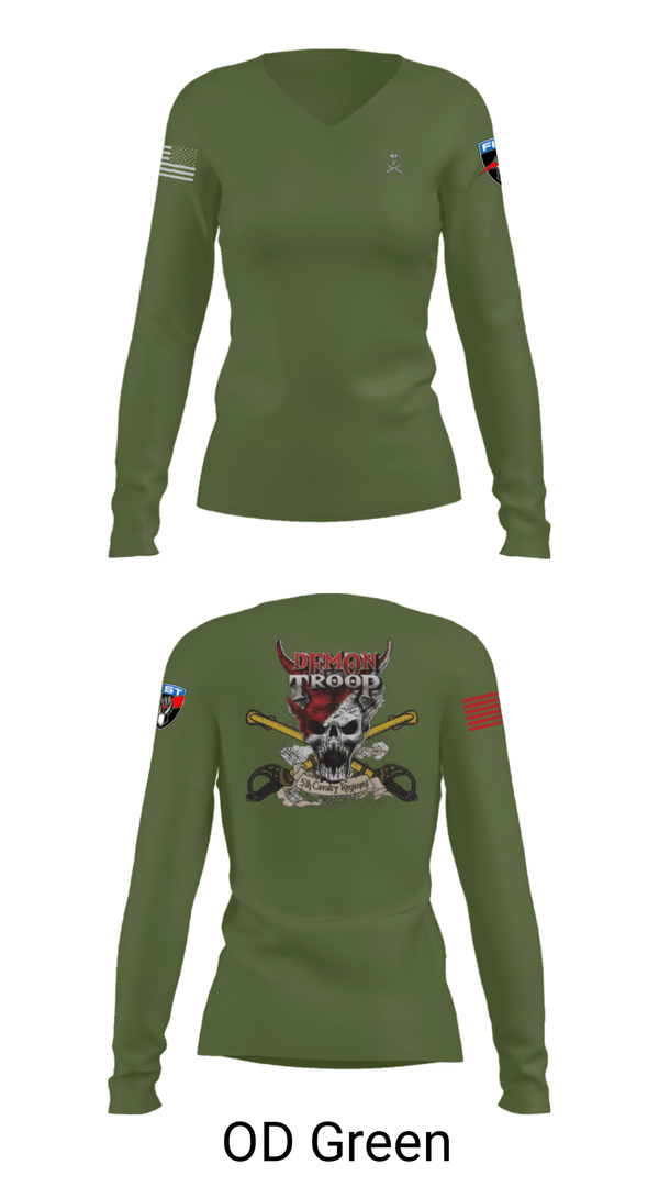 Women's Long Sleeve Vneck Shirt, , Army, Teamtime, Team time, sublimation, custom sports apparel, team uniforms, spirit wear, spiritwear, sports uniforms, custom shirts, team store, custom team store, fundraiser sports, apparel fundraiser