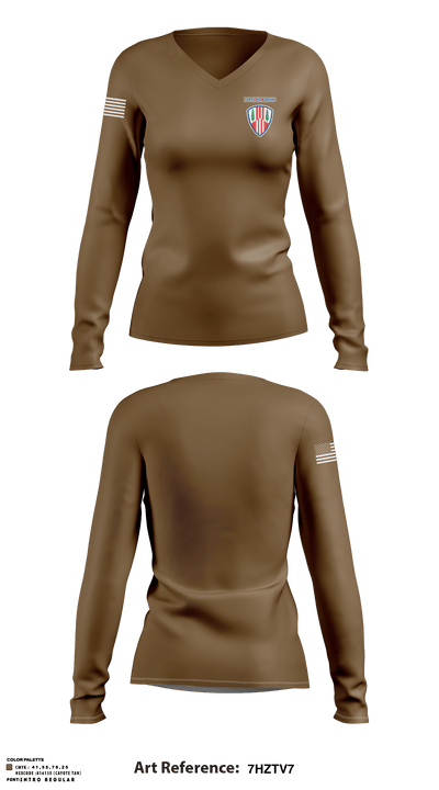 104th MP BN HHD 71367291 Women's Long Sleeve V-neck Shirt - 4