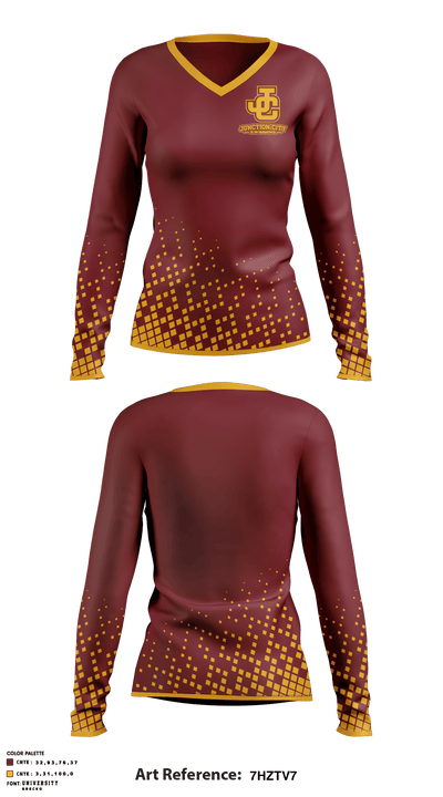 Junction City High School Swimming 5445673 Women's Long Sleeve V-neck Shirt - 1