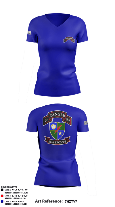 2nd Ranger Battalion 70049329 Women's Short Sleeve V-neck Shirt - 3