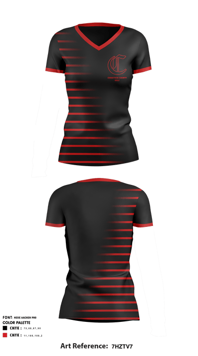 Currituck County High School Golf 33640845 Women's Short Sleeve V-neck Shirt - 1