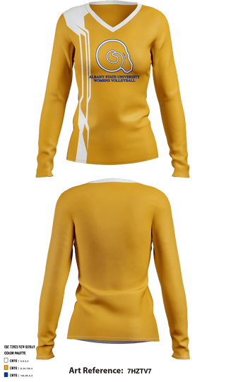 Women's Long Sleeve Vneck Shirt, Albany State University Women's Volleyball, Women's Volleyball, Teamtime, Team time, sublimation, custom sports apparel, team uniforms, spirit wear, spiritwear, sports uniforms, custom shirts, team store, custom team store, fundraiser sports, apparel fundraiser