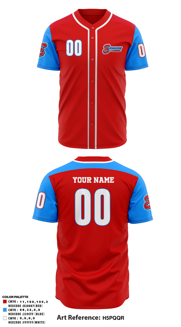 Two Button Baseball Jersey, Eastmont Youth Baseball, Baseball, Teamtime, Team time, sublimation, custom sports apparel, team uniforms, spirit wear, spiritwear, sports uniforms, custom shirts, team store, custom team store, fundraiser sports, apparel fundraiser