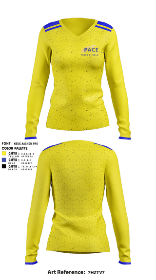 Women's Long Sleeve Vneck Shirt, Pace Track & Field, Track & Field, Teamtime, Team time, sublimation, custom sports apparel, team uniforms, spirit wear, spiritwear, sports uniforms, custom shirts, team store, custom team store, fundraiser sports, apparel fundraiser
