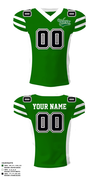 Football Jersey, Long Branch Green Wave, Football, Teamtime, Team time, sublimation, custom sports apparel, team uniforms, spirit wear, spiritwear, sports uniforms, custom shirts, team store, custom team store, fundraiser sports, apparel fundraiser