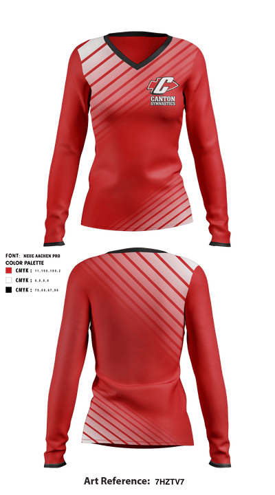 Canton Gymnastics 80446847 Women's Long Sleeve V-neck Shirt - 1