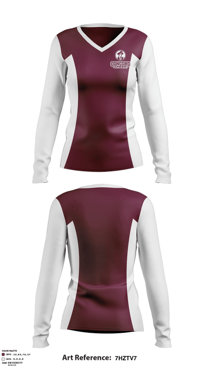 Concord High School Cheer 35438059 Women's Long Sleeve V-neck Shirt - 1