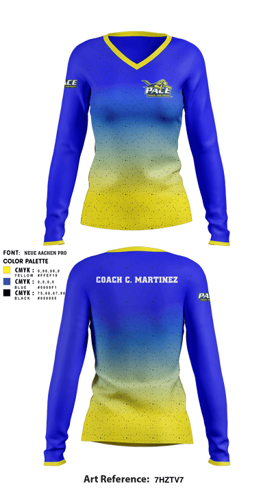 Pace Girls Track & Field 89547709 Women's Long Sleeve V-neck Shirt - 4