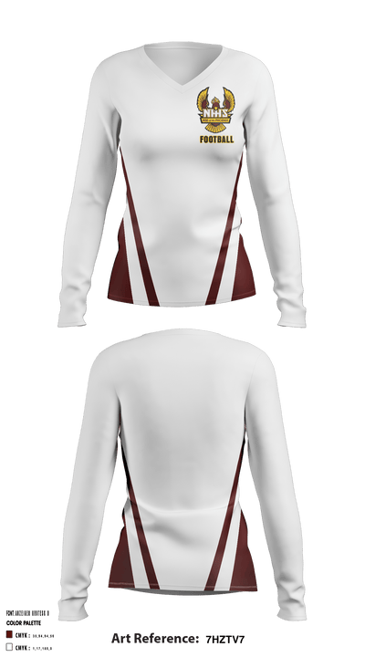 New Hampstead Football 7259461 Women's Long Sleeve V-neck Shirt - 2