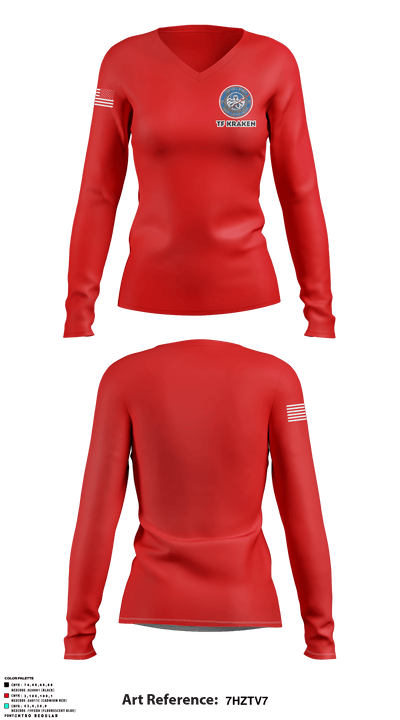 TF Kraken 9944136 Women's Long Sleeve V-neck Shirt - 2