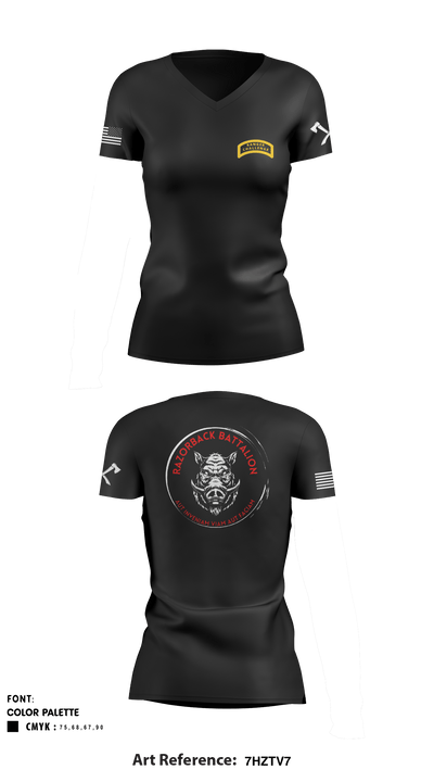 ROTC Univ of Arkansas 14665716 Women's Short Sleeve V-neck Shirt - 2
